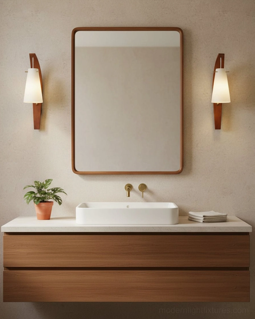 Karo mid-century wall sconce complementing contemporary minimalist interior design scheme