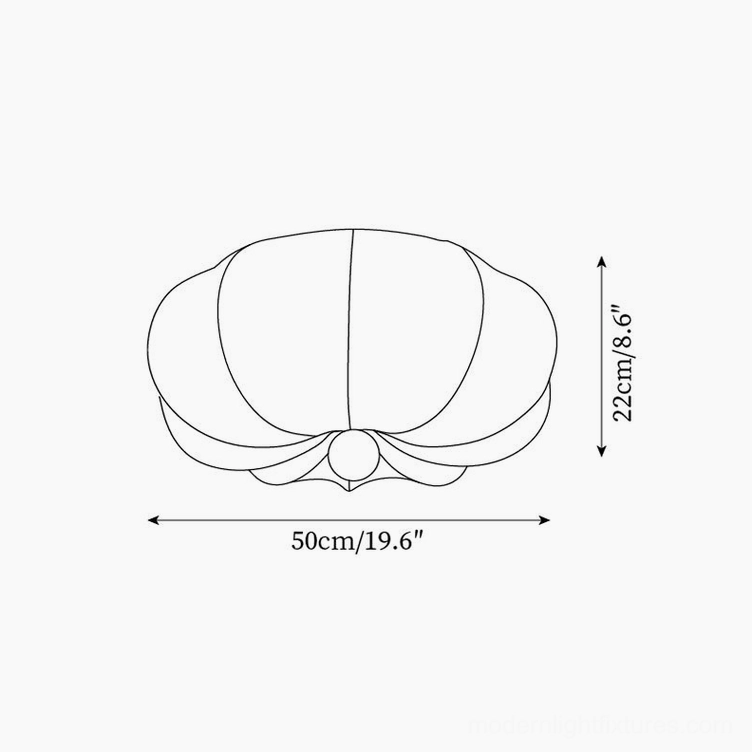Kateo ceiling light technical specifications diagram showing 50cm diameter and 22cm height dimensions