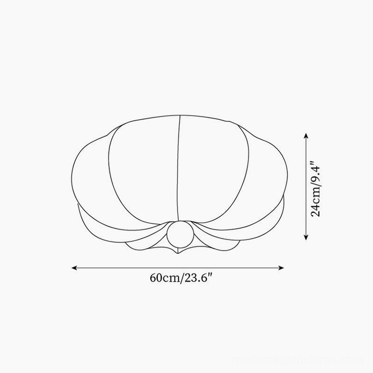 Kateo ceiling light larger size technical blueprint showing 60cm diameter and 24cm height measurements