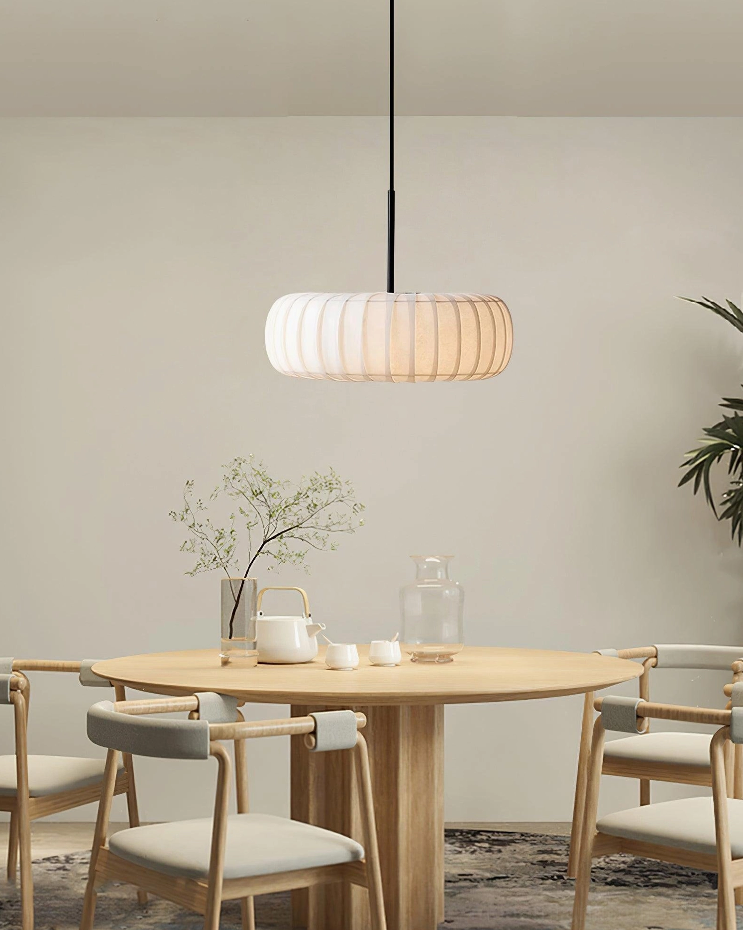 Fabric pendant light size comparison small and large options available