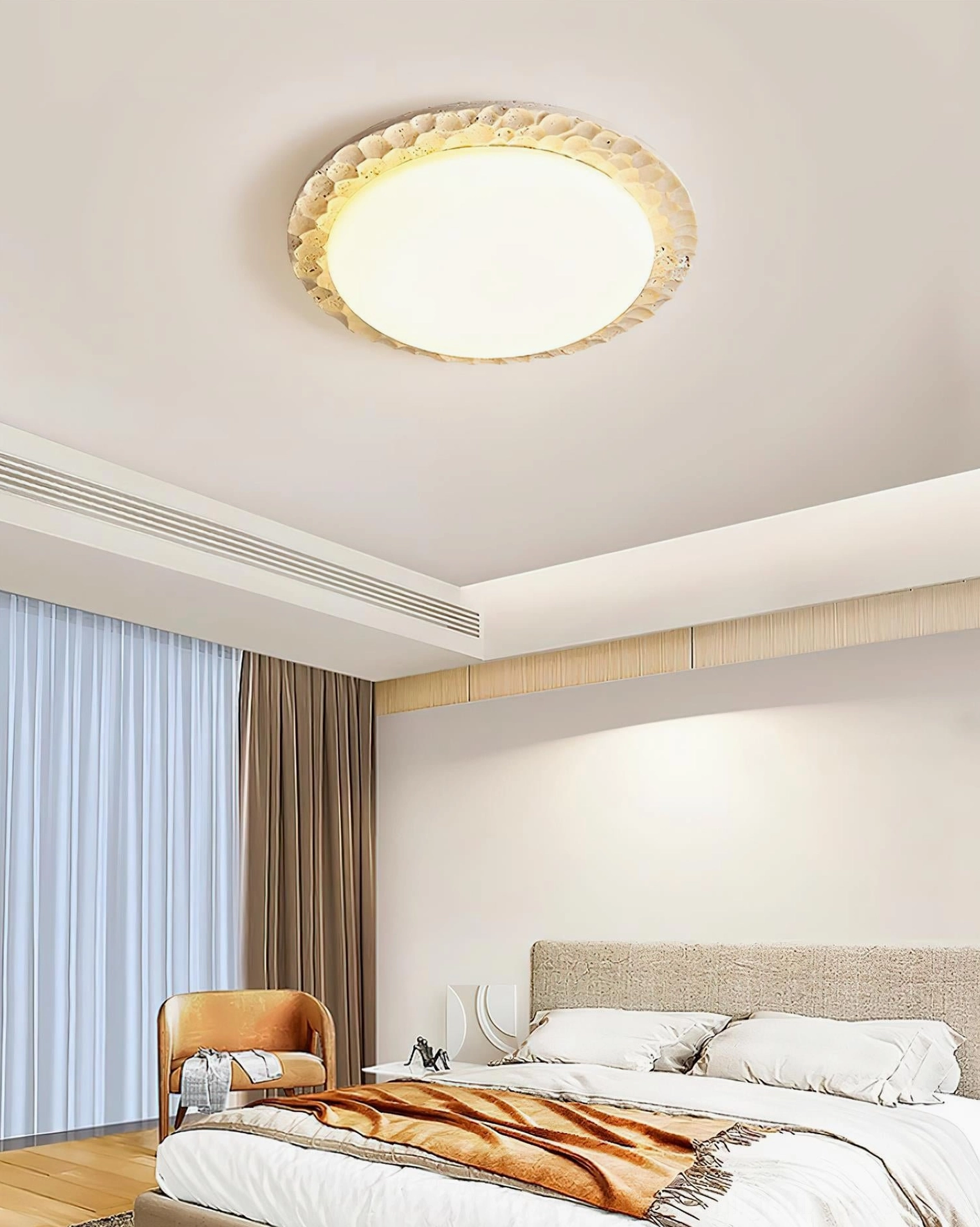 Kauai travertine ceiling light with 50000 hour LED lifespan and international safety certifications