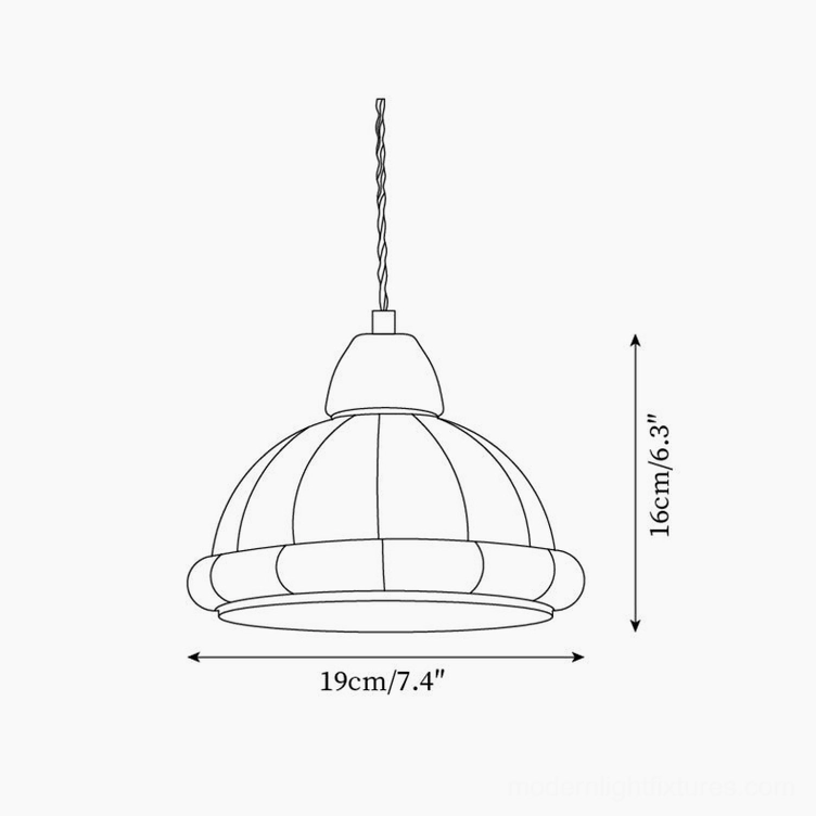 Kaya pendant lamp technical drawing showing dimensions 19cm diameter and 16cm height