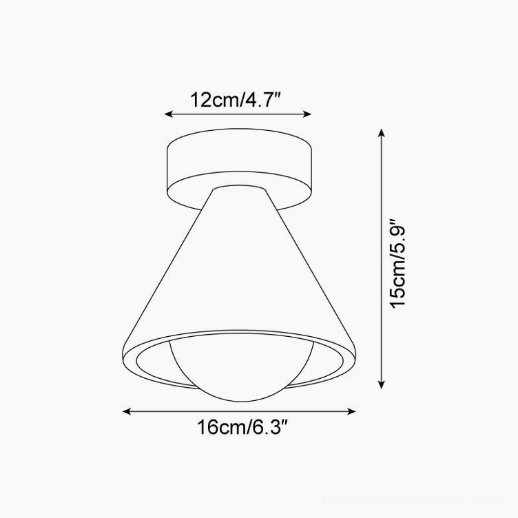 Kayla ceiling fixture technical drawing orthographic front view dimension specifications