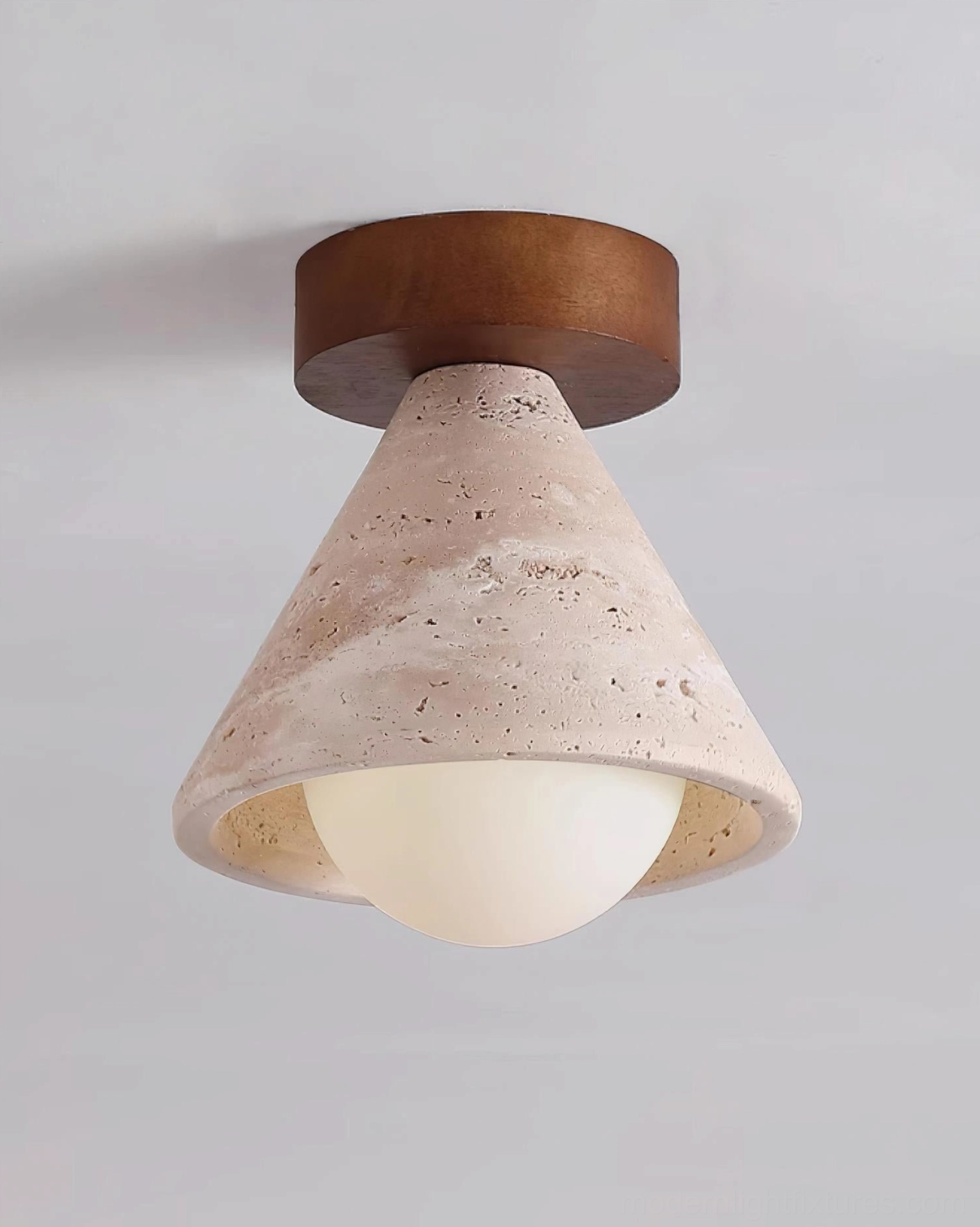 Kayla flush mount travertine light - Walnut and Beige color variation showcase