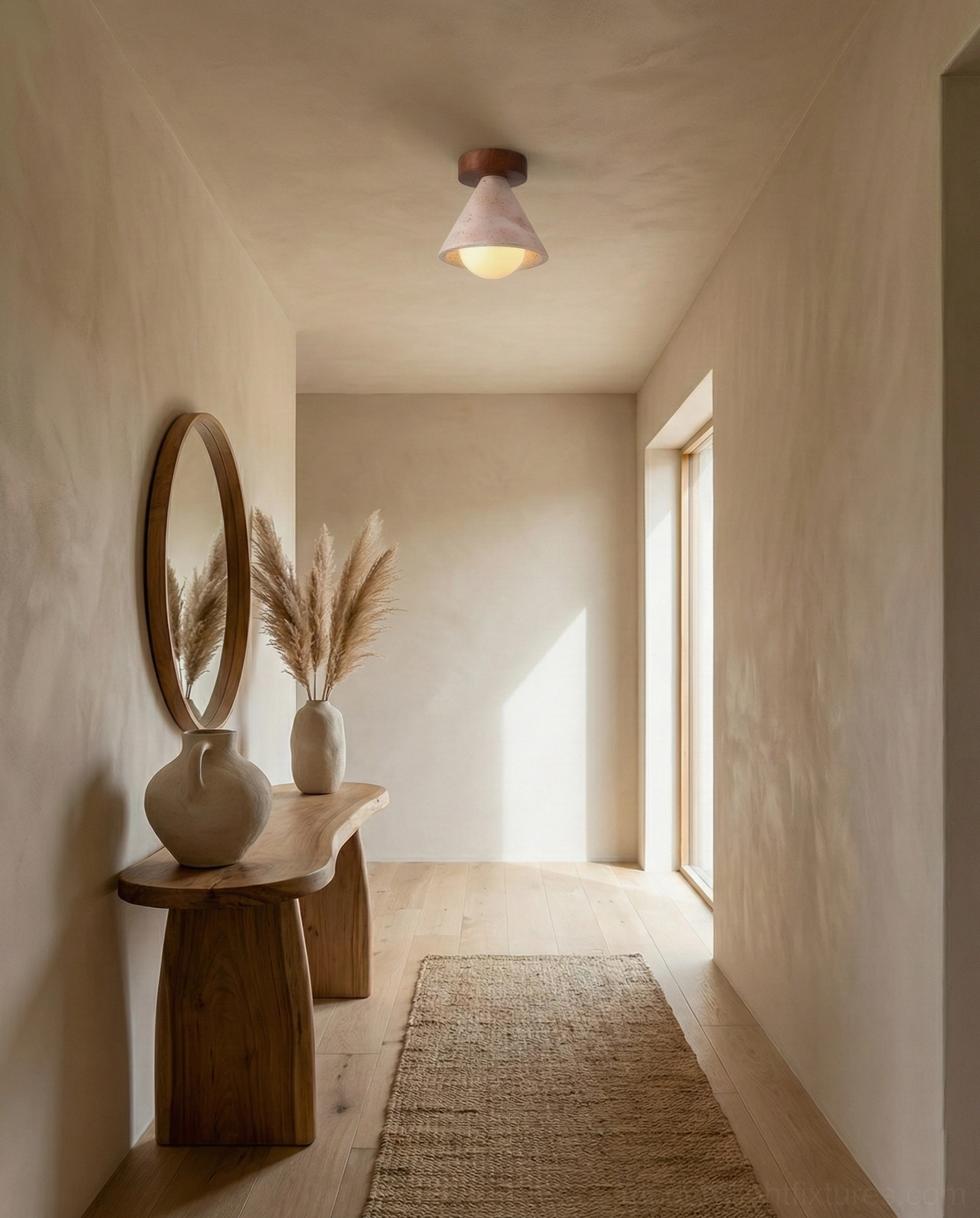 Kayla modern minimalist ceiling fixture in contemporary residential space overhead view