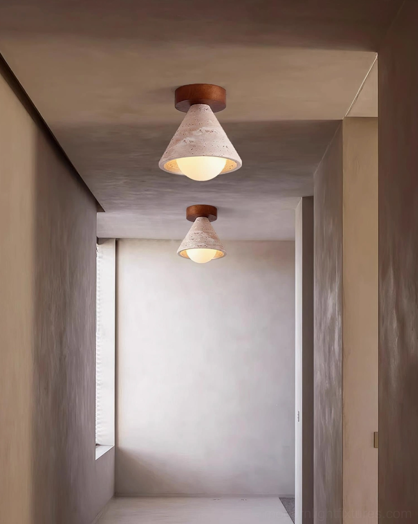 Kayla damp-rated natural stone ceiling light suitable for bathrooms and wet spaces