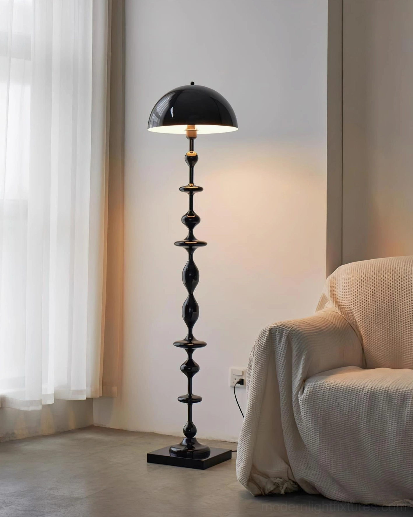 Keira modern floor lamp complete sculptural design showcasing minimalist dome shade and stacked bulbous silhouette
