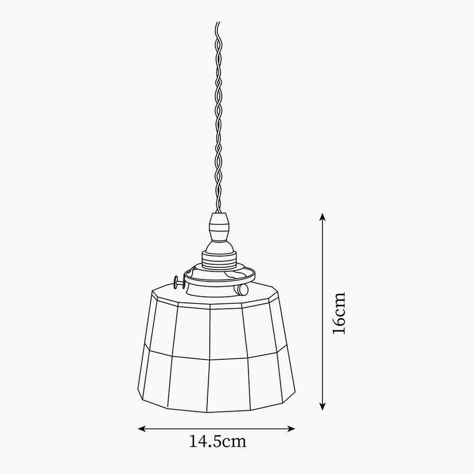 Keito pendant lamp technical diagram showing dimensions 14.5cm diameter and 16cm height specifications
