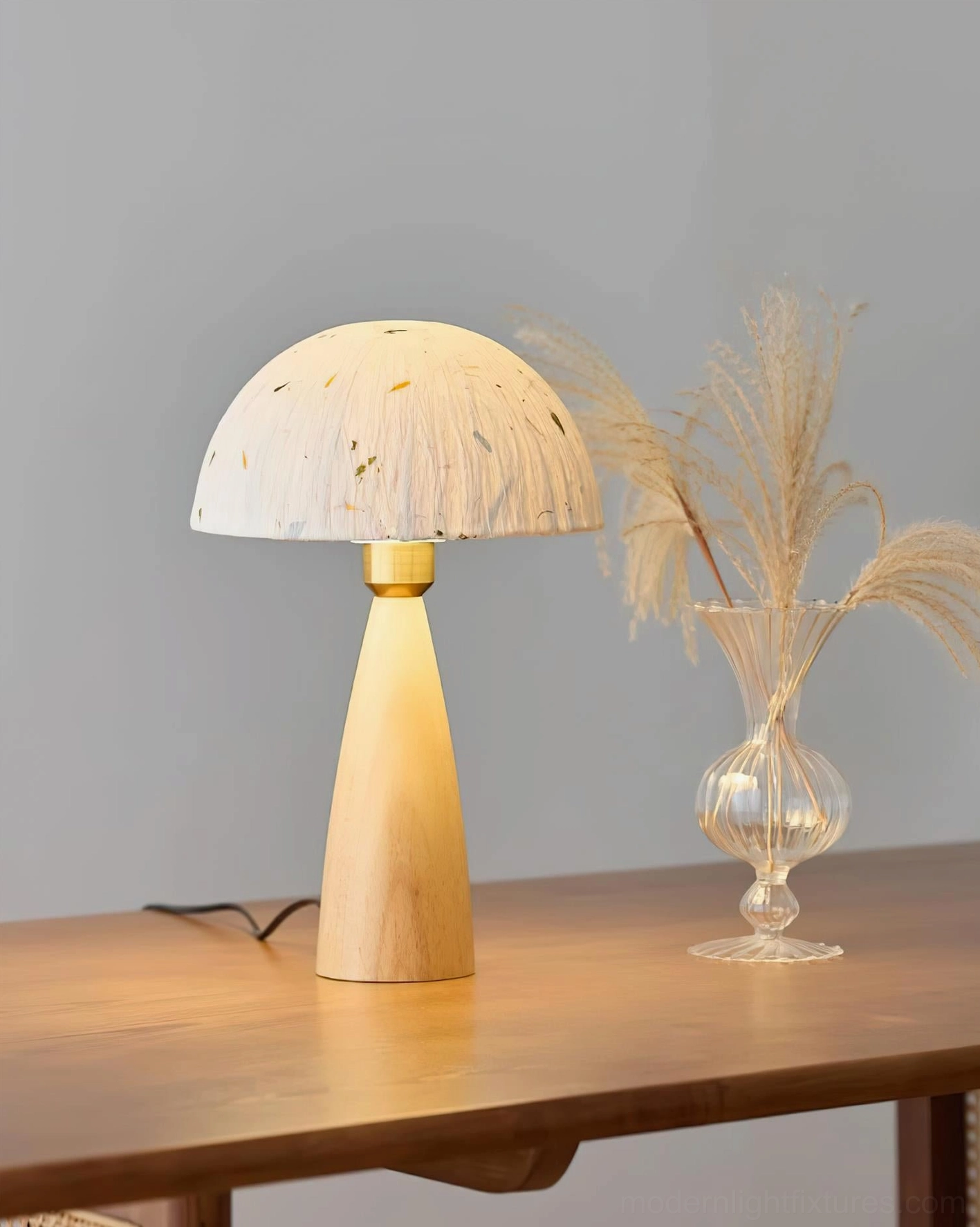 Kent mushroom table lamp rice paper shade diffusing soft warm light modern japandi living room decor