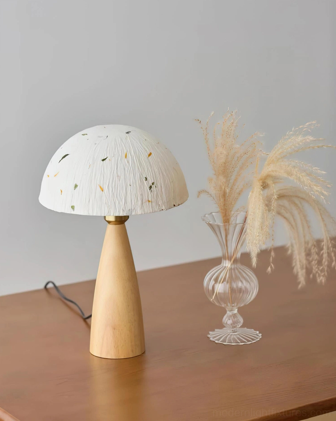 Kent wood table lamp positioned on contemporary desk minimalist scandinavian interior design setup