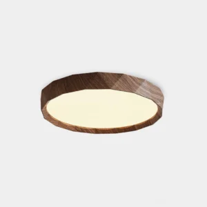 Kerio geometric wood grain flush mount ceiling light - front close-up studio view