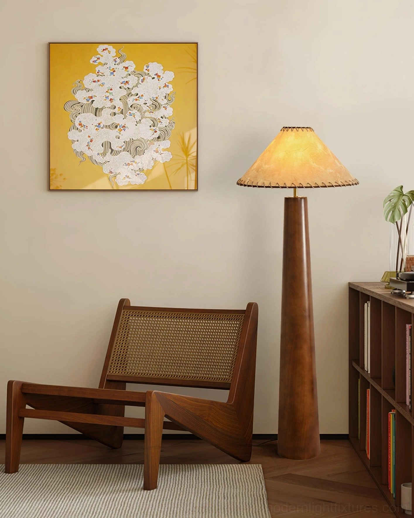 Kibo floor lamp hand-knotted jute shade detail close-up view showing textured organic pattern and craftsmanship