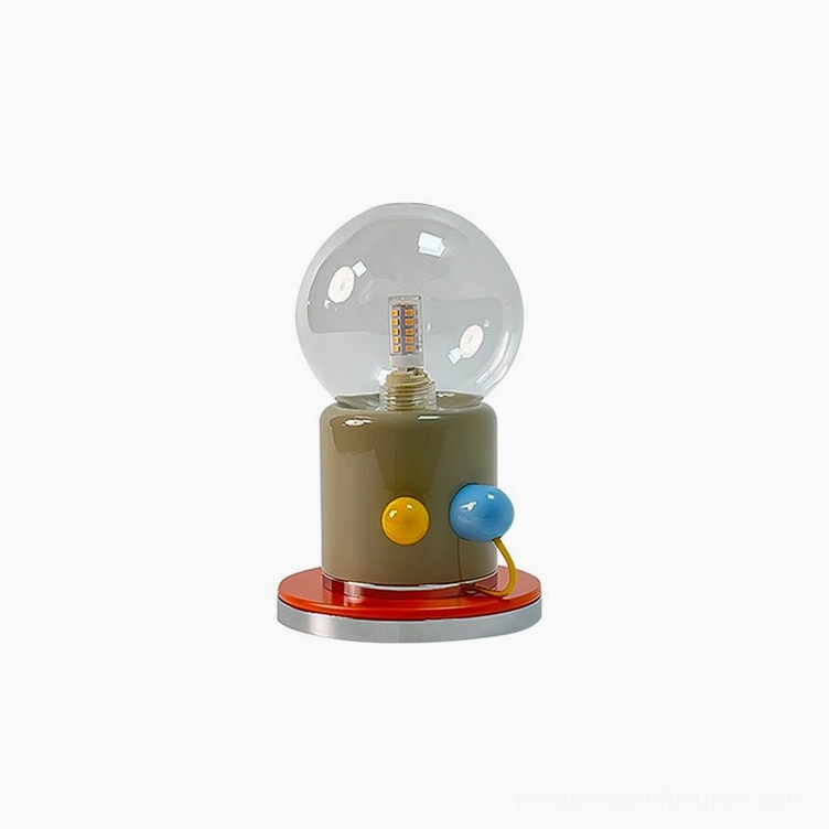 Kiely minimalist table lamp grey ceramic base clear glass shade modern design