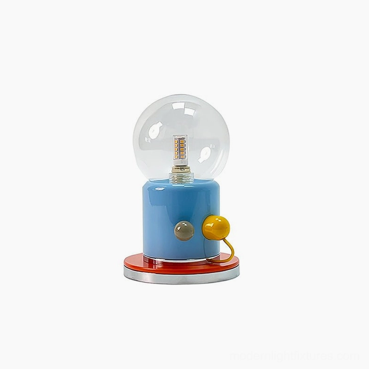 Kiely playful table lamp blue and clear glass shade color block design