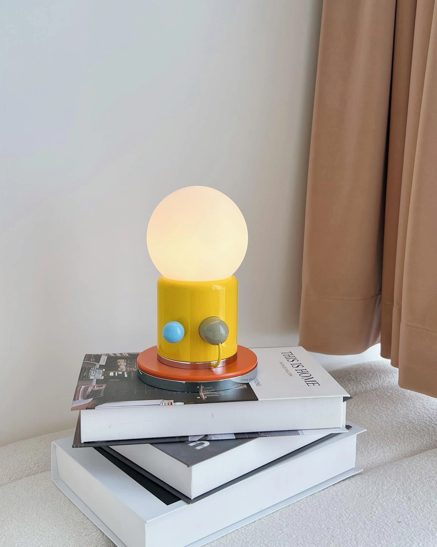Kiely modern table lamp blue base white shade accent contemporary home decor