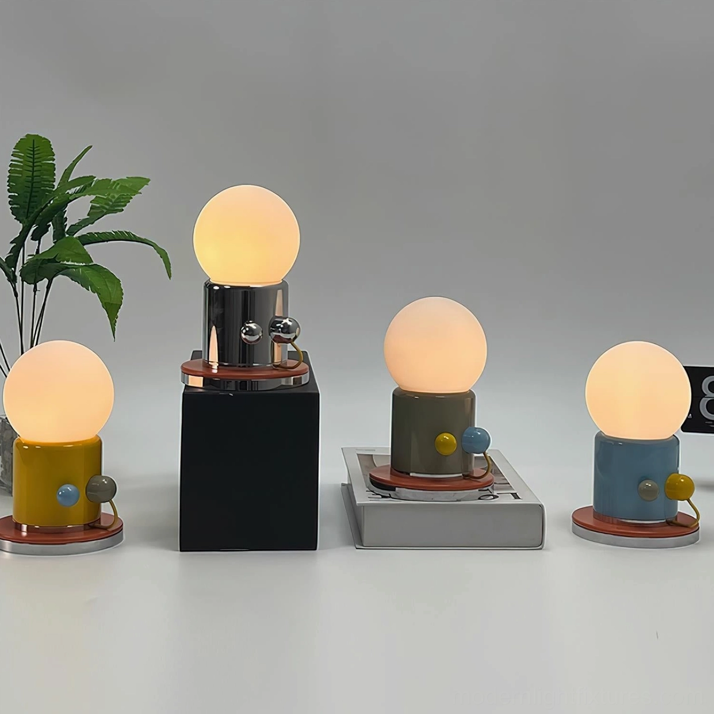 Kiely table lamp with decorative accent knobs geometric minimalist aesthetic