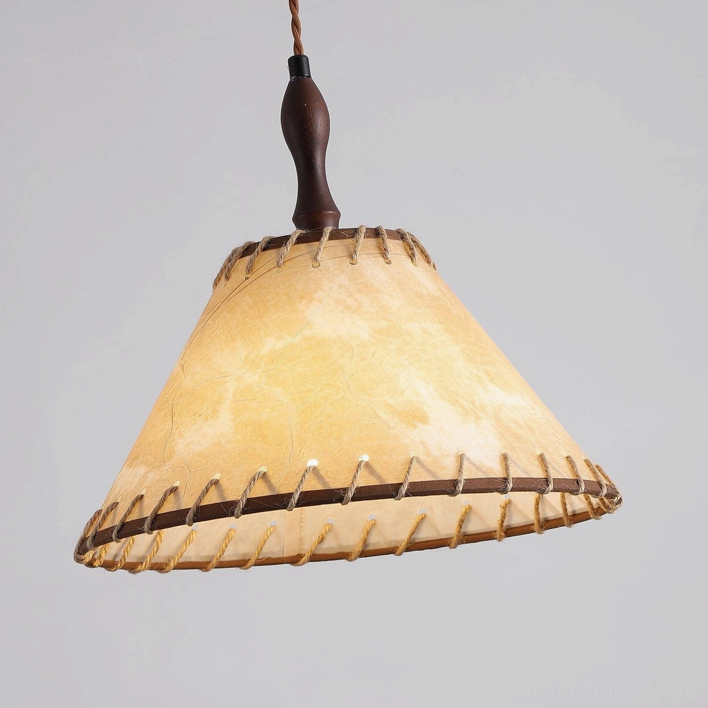 Kiko handcrafted fabric pendant light close-up showing linen shade quality and stitching