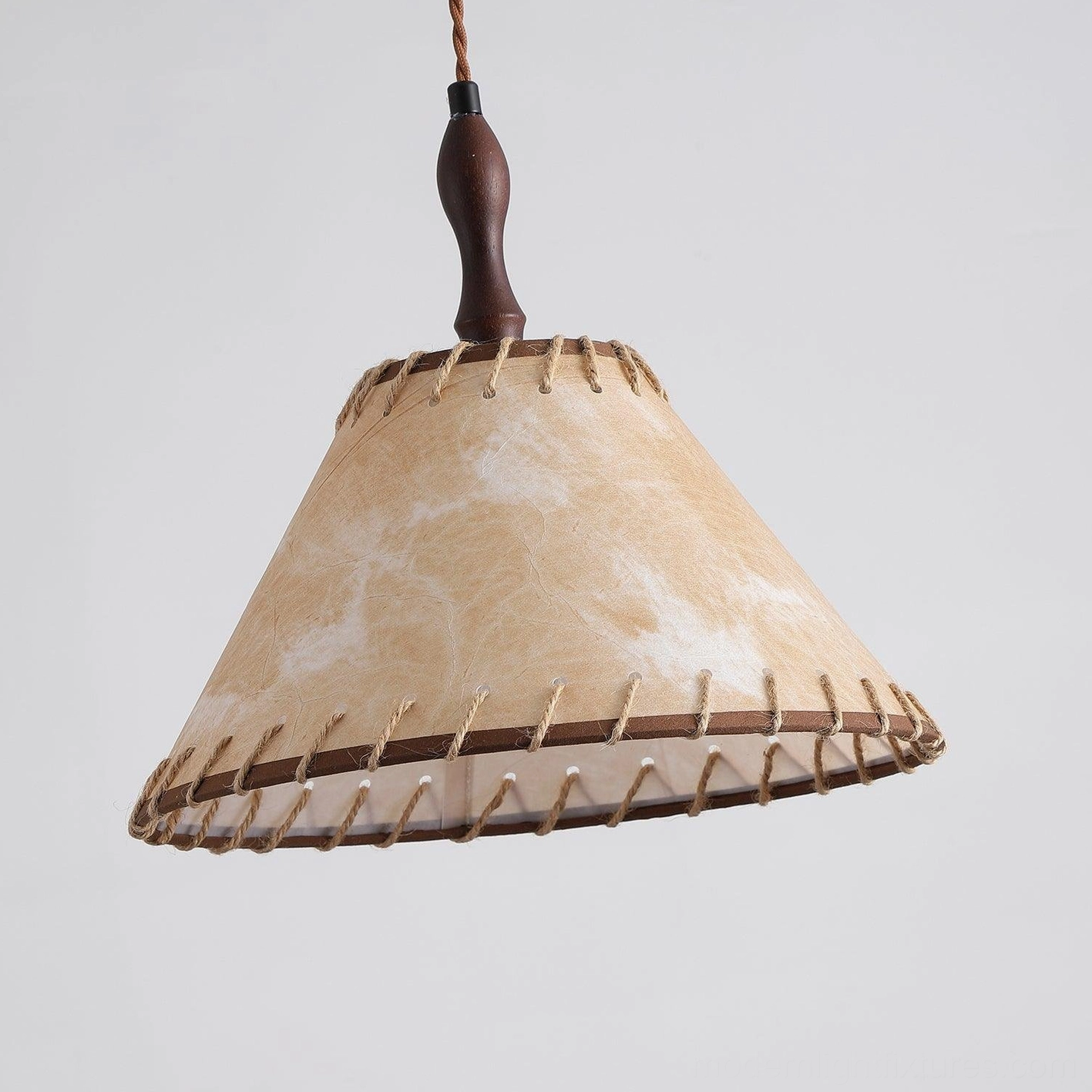 Kiko fabric pendant light hanging installation view with adjustable 150cm wire suspension