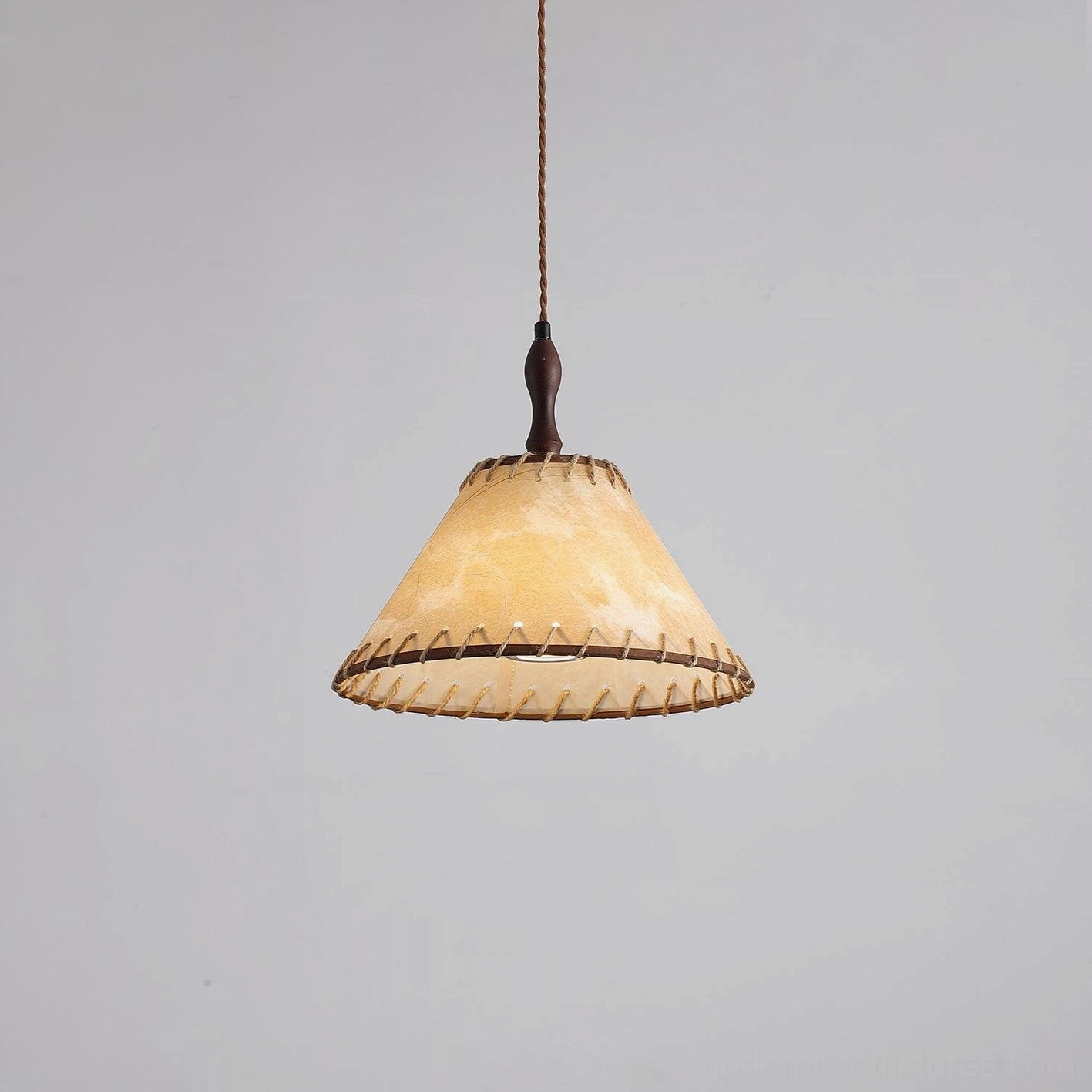 Kiko fabric pendant light diameter 30cm height 26cm walnut color linen shade variant view
