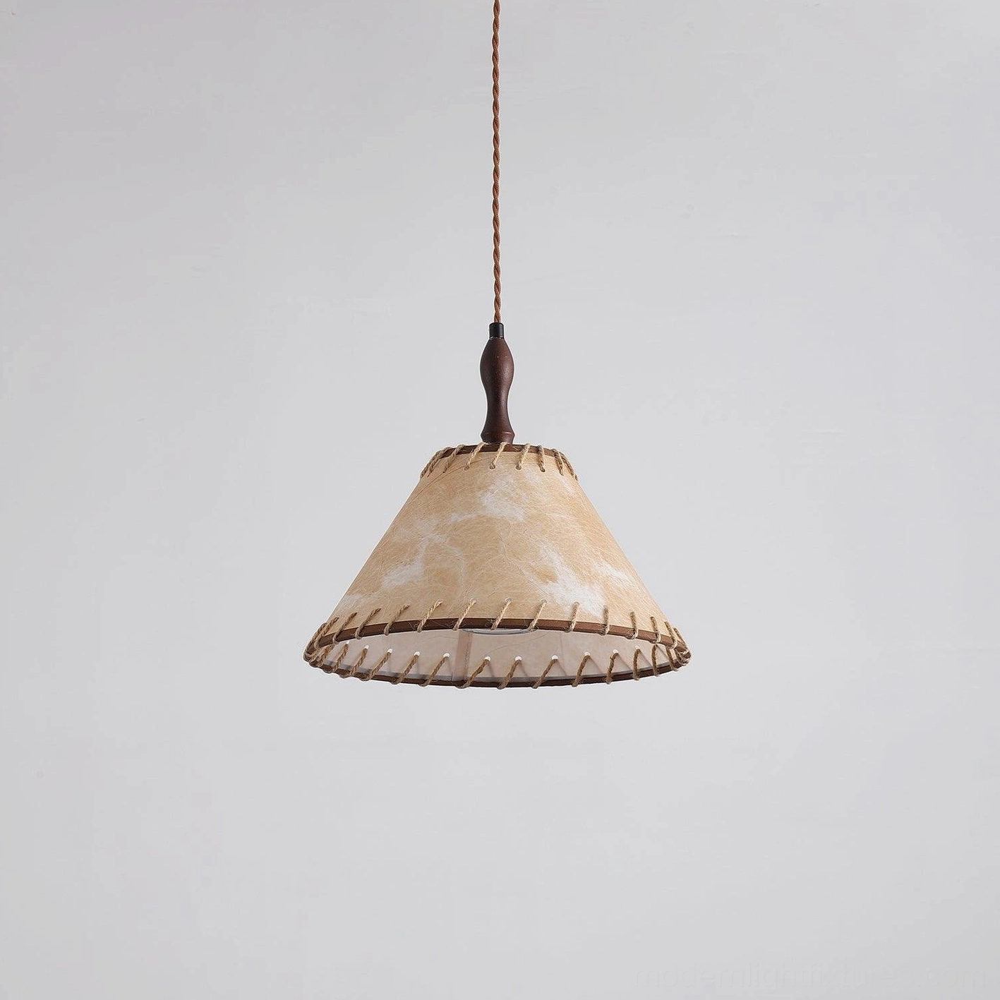 Kiko linen pendant lamp detailed texture view showing premium natural fabric and wood construction