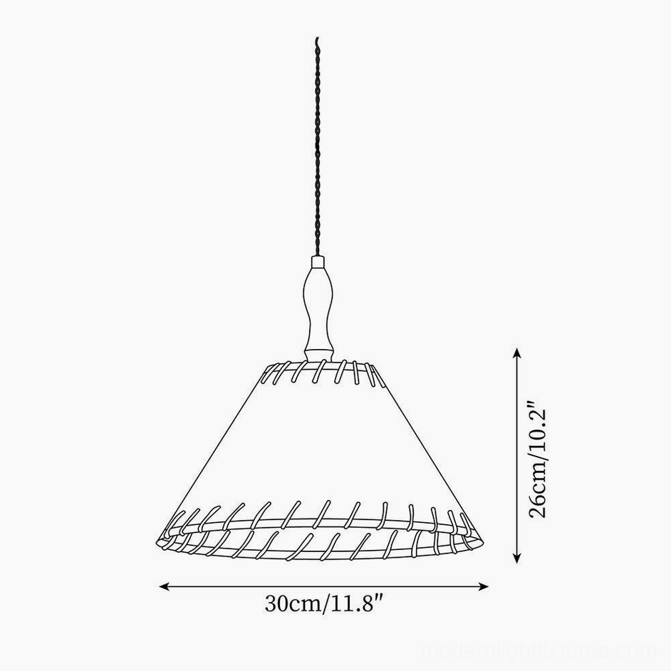 Kiko fabric pendant lamp technical specifications diagram showing 30cm diameter and 26cm height dimensions