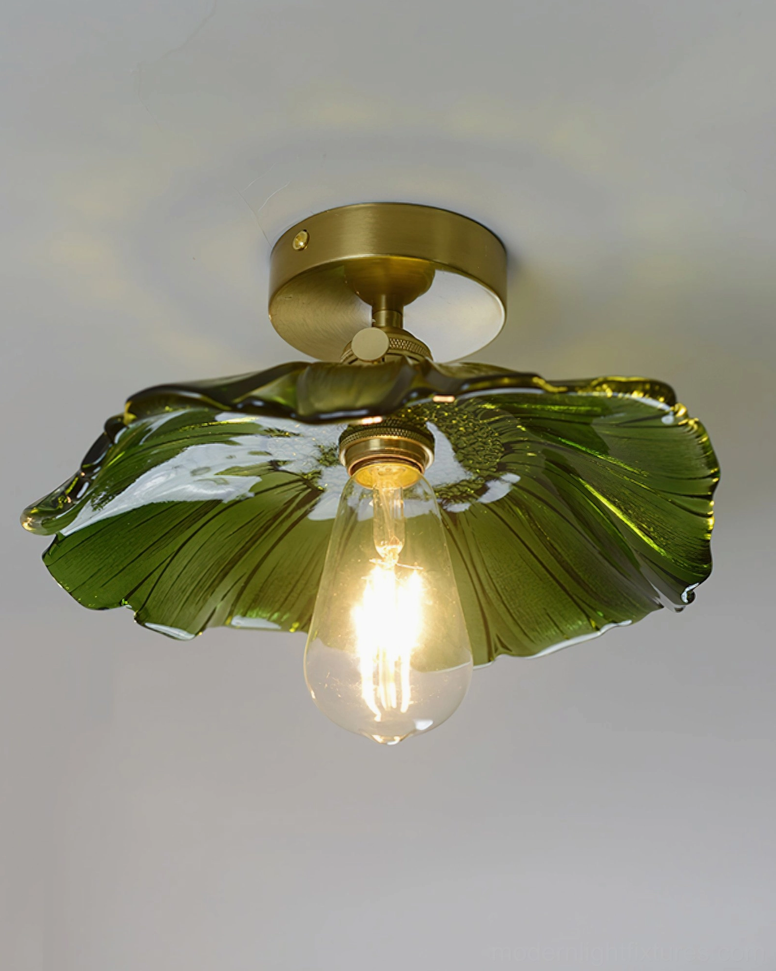 Kinney ruffled glass semi-flush ceiling light collection showing multiple color options and sizes