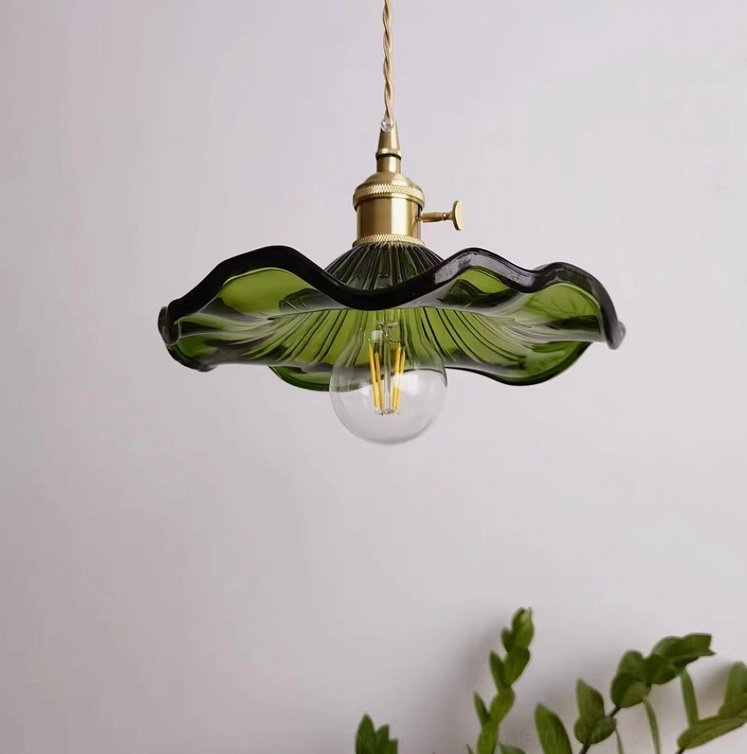 Kinney clear glass ribbed pendant light Art Deco geometric design aesthetic
