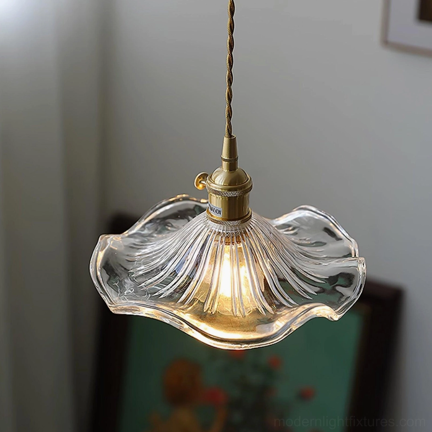 Kinney fluted glass pendant shade close-up showing vertical ribbing and premium glass craftsmanship