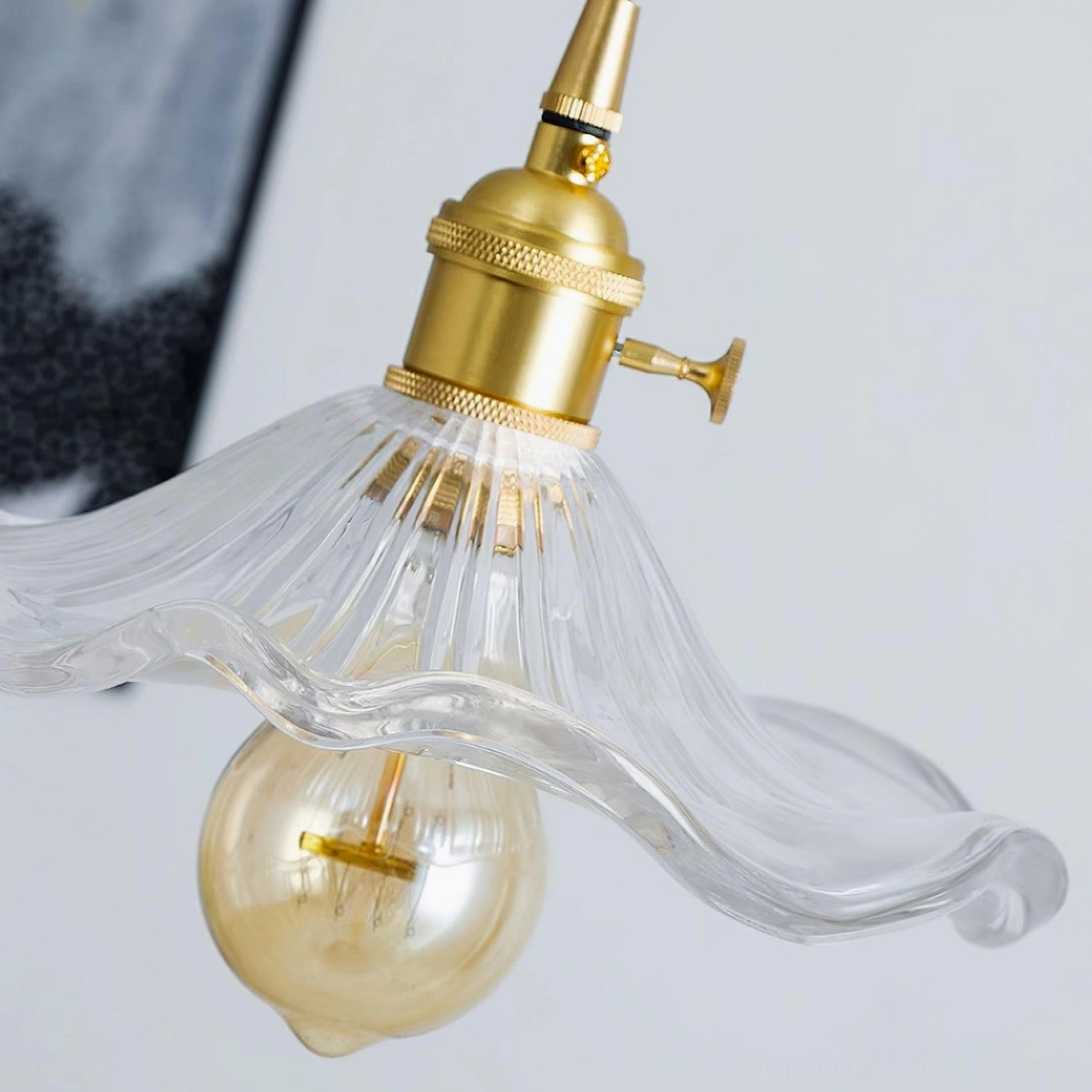 Kinney fluted glass pendant lamp bedroom lighting application soft ambient illumination