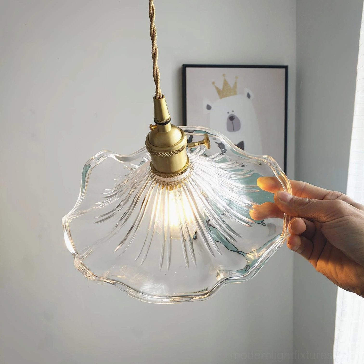 Kinney pendant lights collection showing multiple glass shade options and vintage brass design