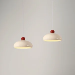Two Kinvara cream saucer pendant lights displayed together modern minimalist style hanging fixtures