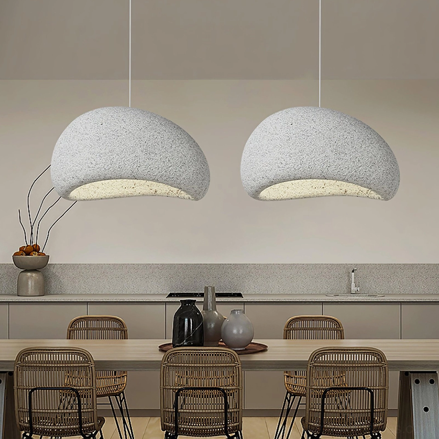 Kioto wabi-sabi pendant lamps clustered installation creating modern chandelier effect