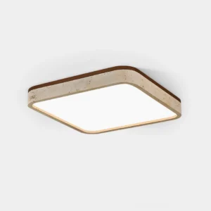 Kirin travertine square ceiling light flush mount - front view studio photography modern LED fixture
