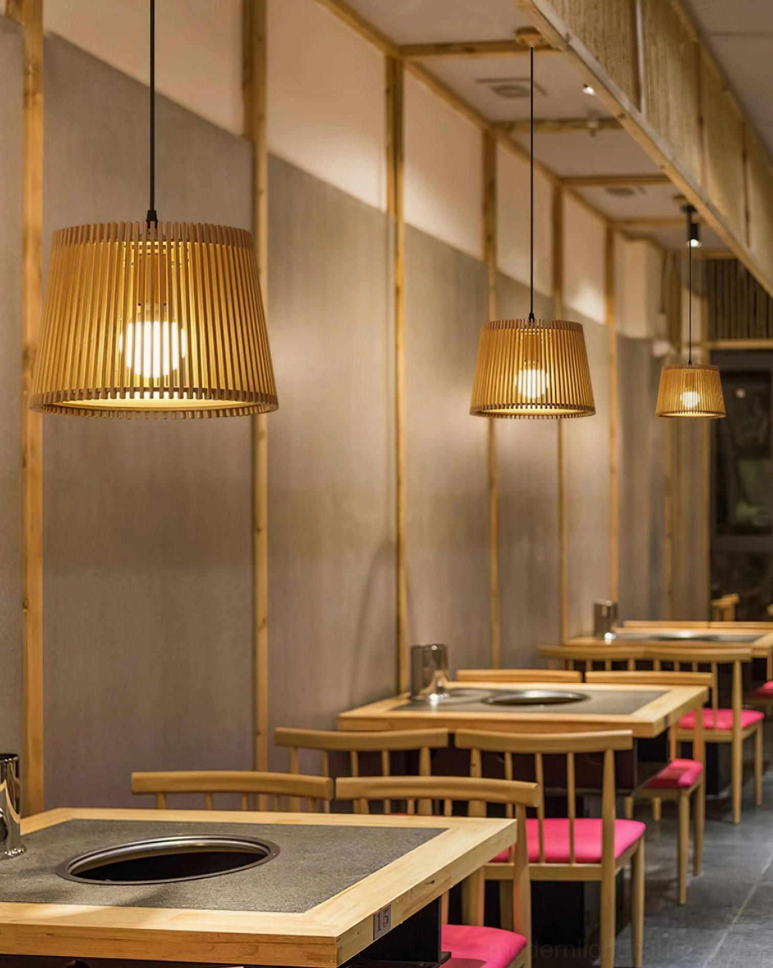 Kitami pendant light fixture showing adjustable cord and dimmer compatibility features
