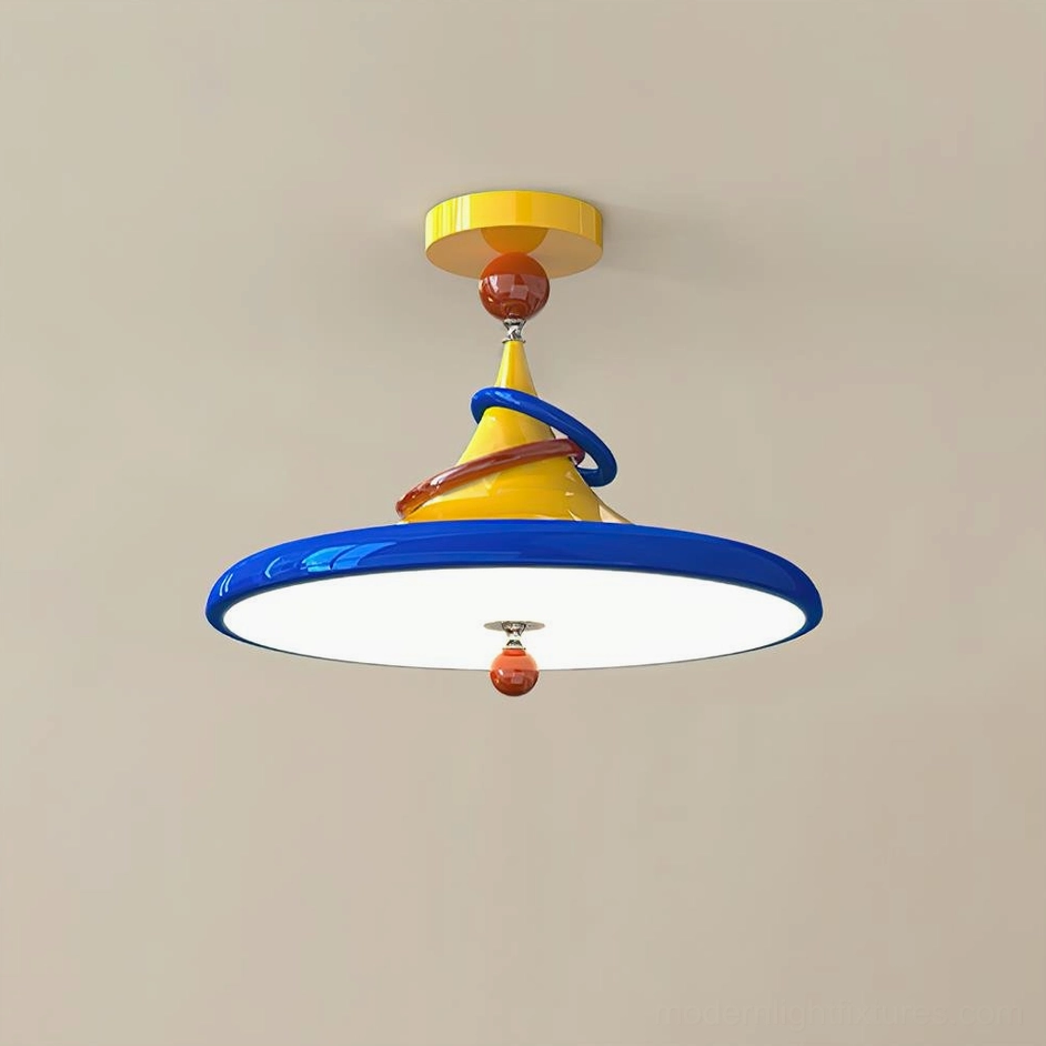 Kivra geometric ceiling light close-up - high gloss finish bold color block design details