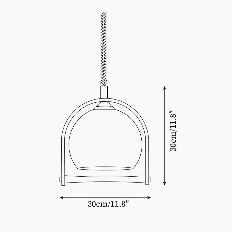 Kleine pendant light technical dimension drawing showing 30cm size specifications and arched frame design