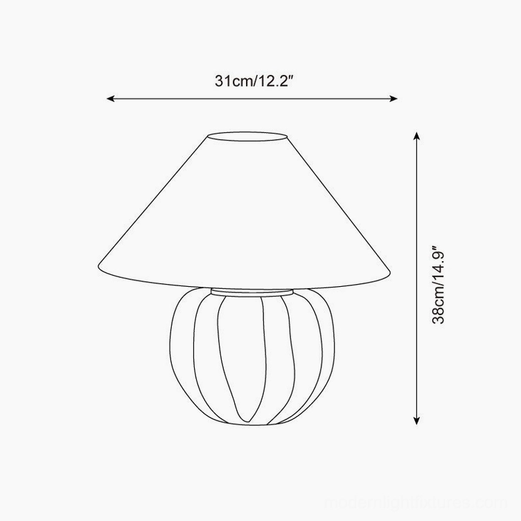 Kodhi table lamp technical schematic showing diameter 31cm and height 38cm dimensions