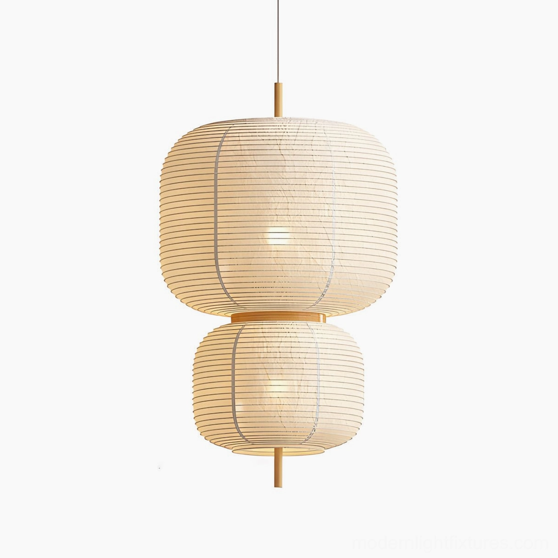 Komorebi pendant light available in natural wood tone and beige color options for modern japandi interiors