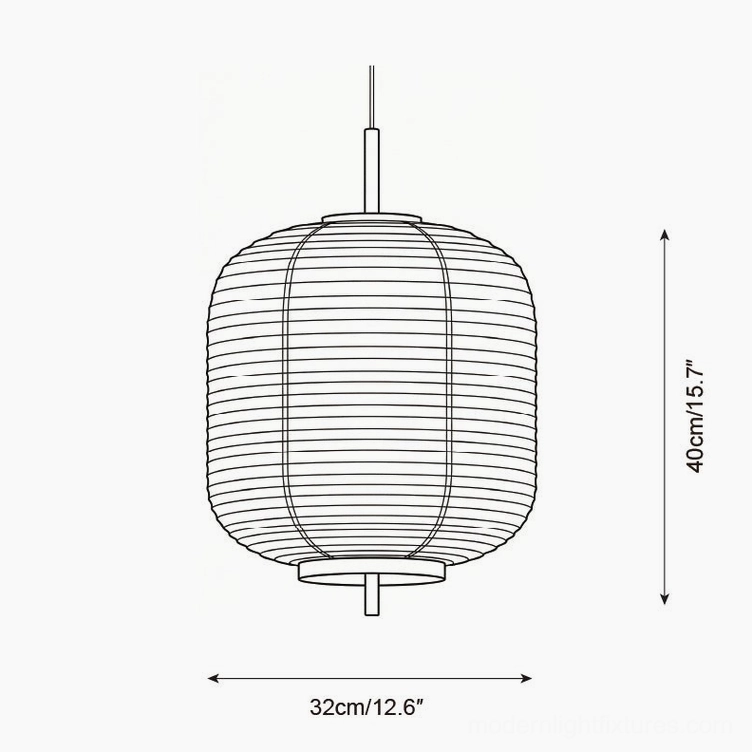 Komorebi small pendant light technical specification diagram showing 32cm diameter and 40cm height dimensions
