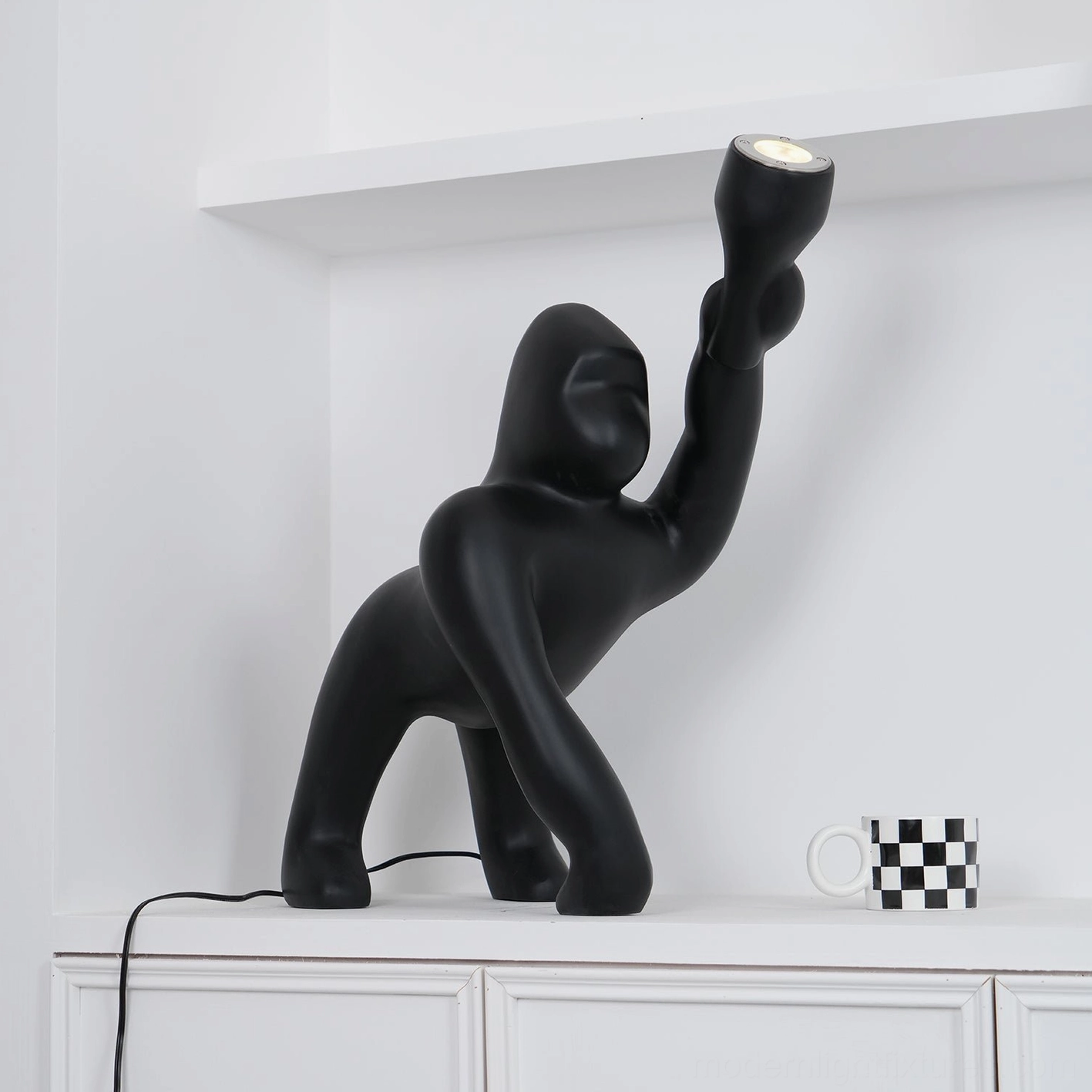 Kong sculptural floor lamp in design consultation mood board and interior styling concept with complementary décor elements
