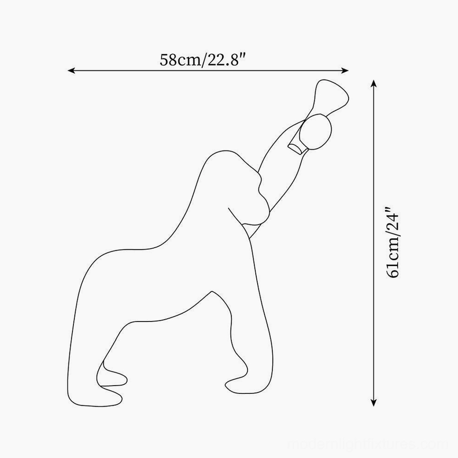 Kong floor lamp Model A design schematic showing 58cm diameter and 61cm height specifications in technical line drawing