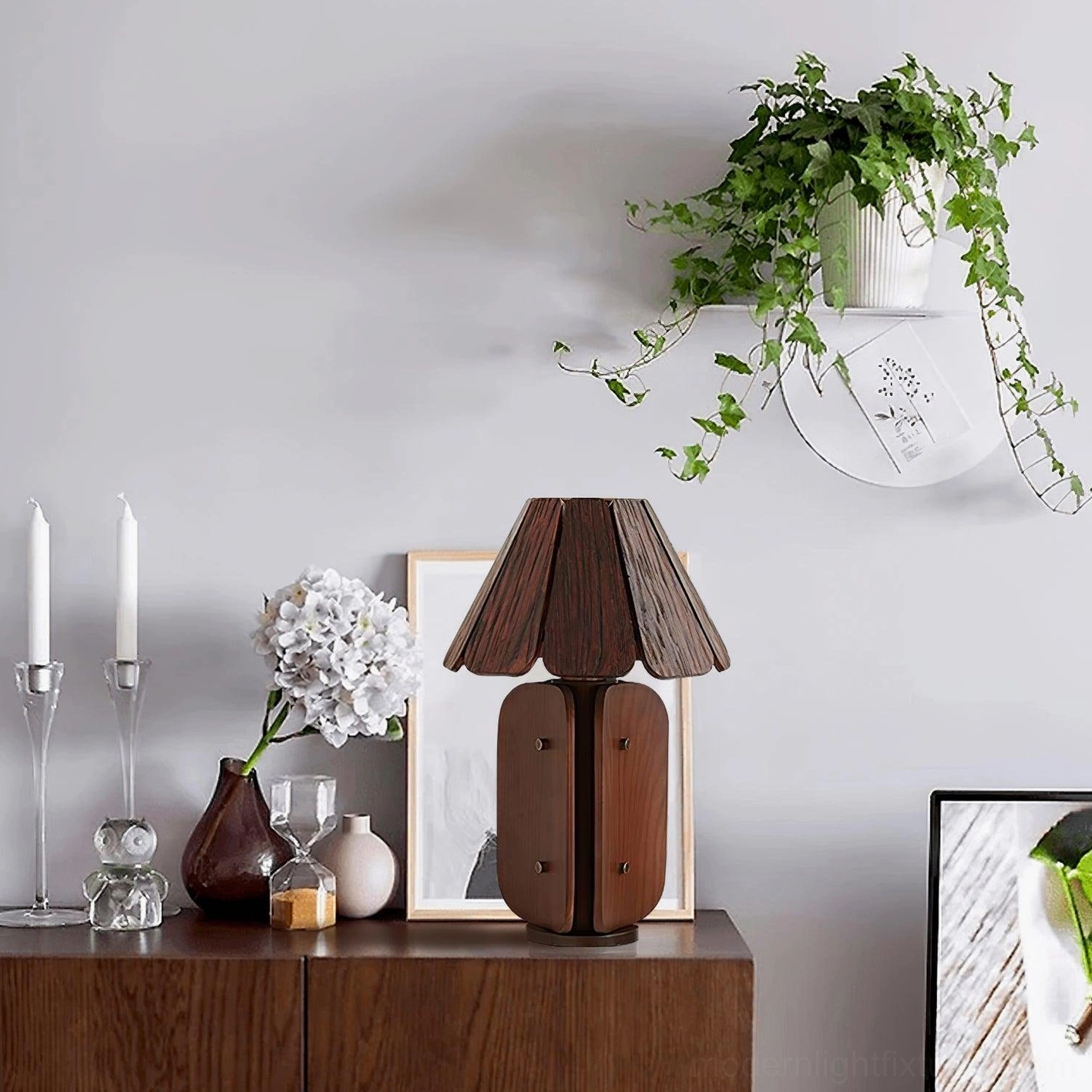 Kubec wood slatted table lamp showing craftsmanship detail and ash wood construction