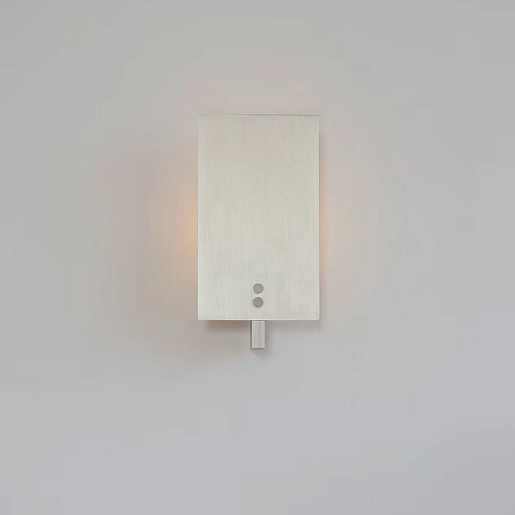 Kyren brass wall sconce side profile view showing depth layered geometric planes