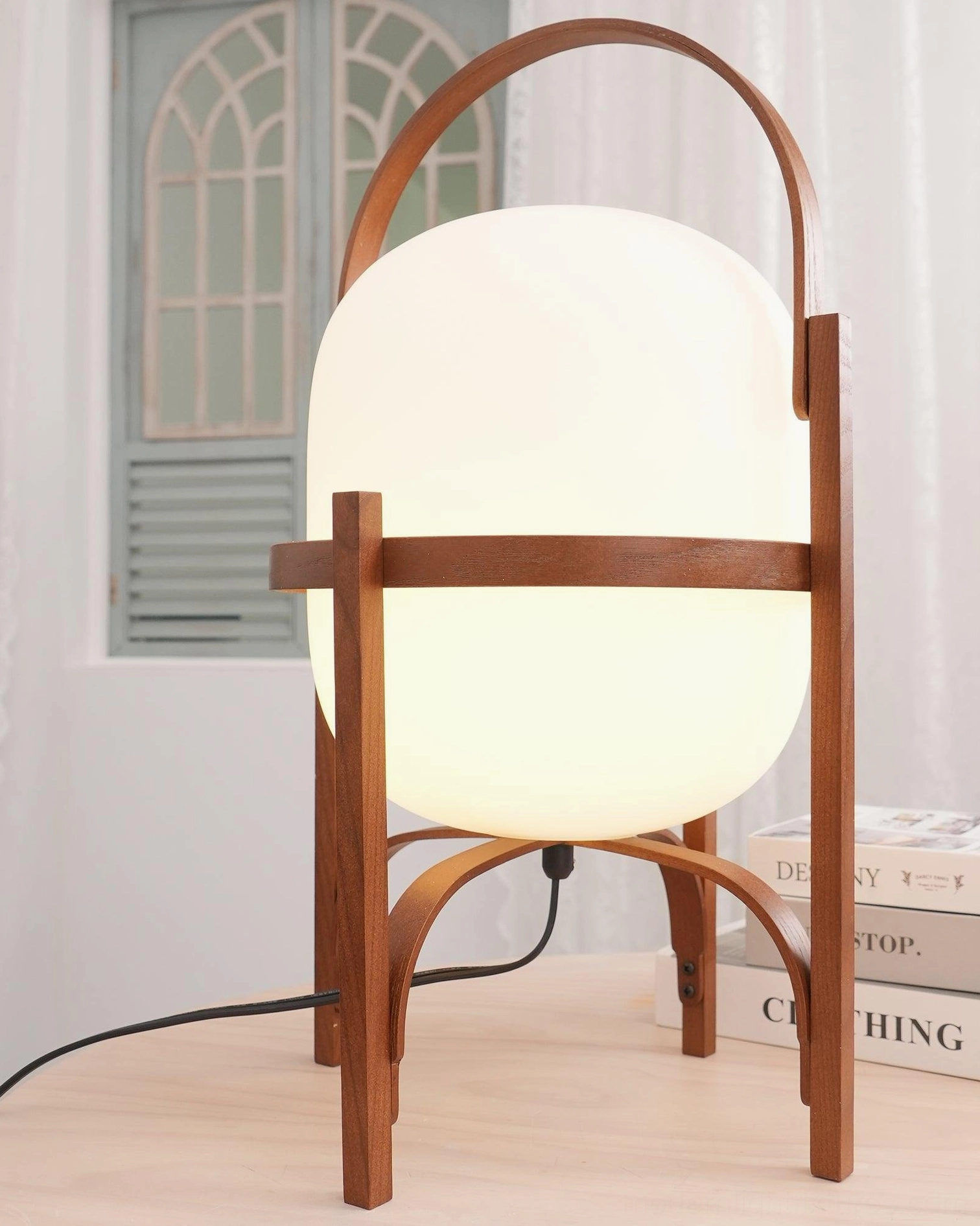 Lantern glass table lamp architectural lighting design element