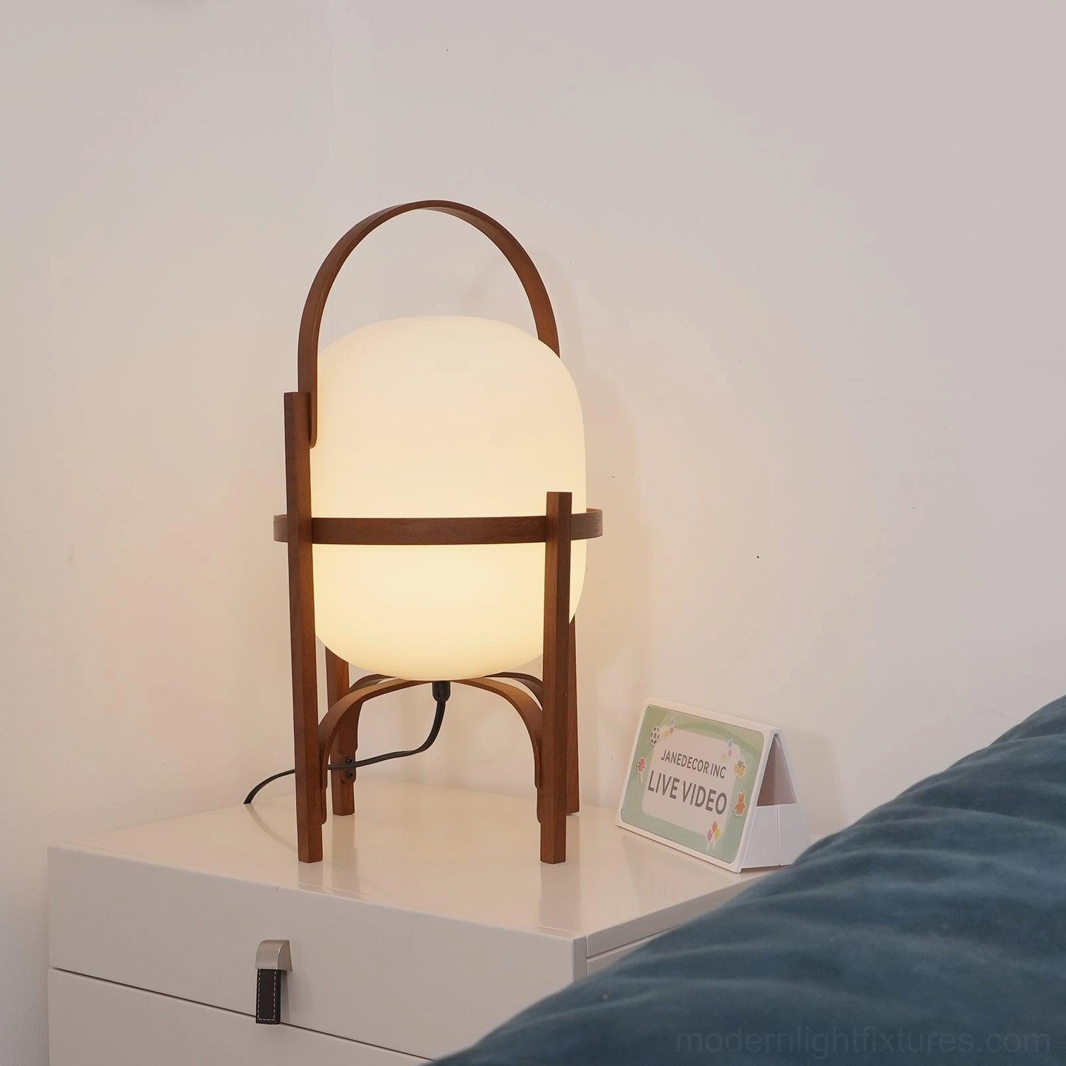 Modern portable lantern glass lamp interior design focal point styling