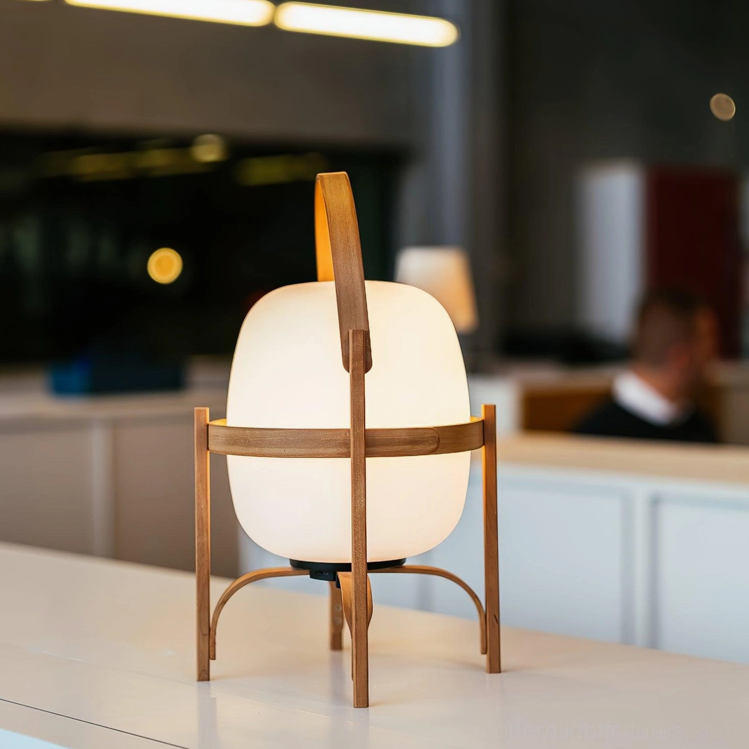 Portable lantern table lamp frosted glass creating beautiful light diffusion