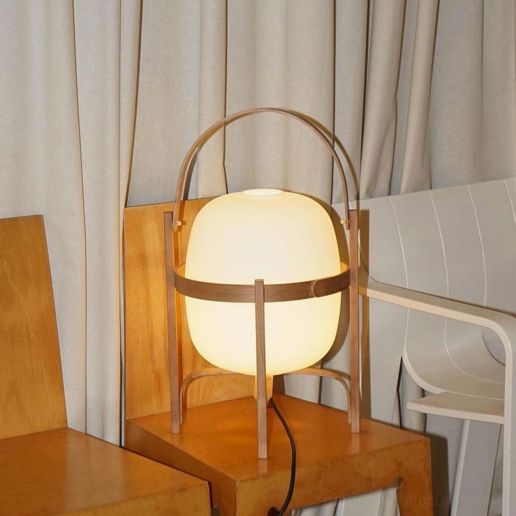 Lantern glass table lamp textured surface and material composition detail