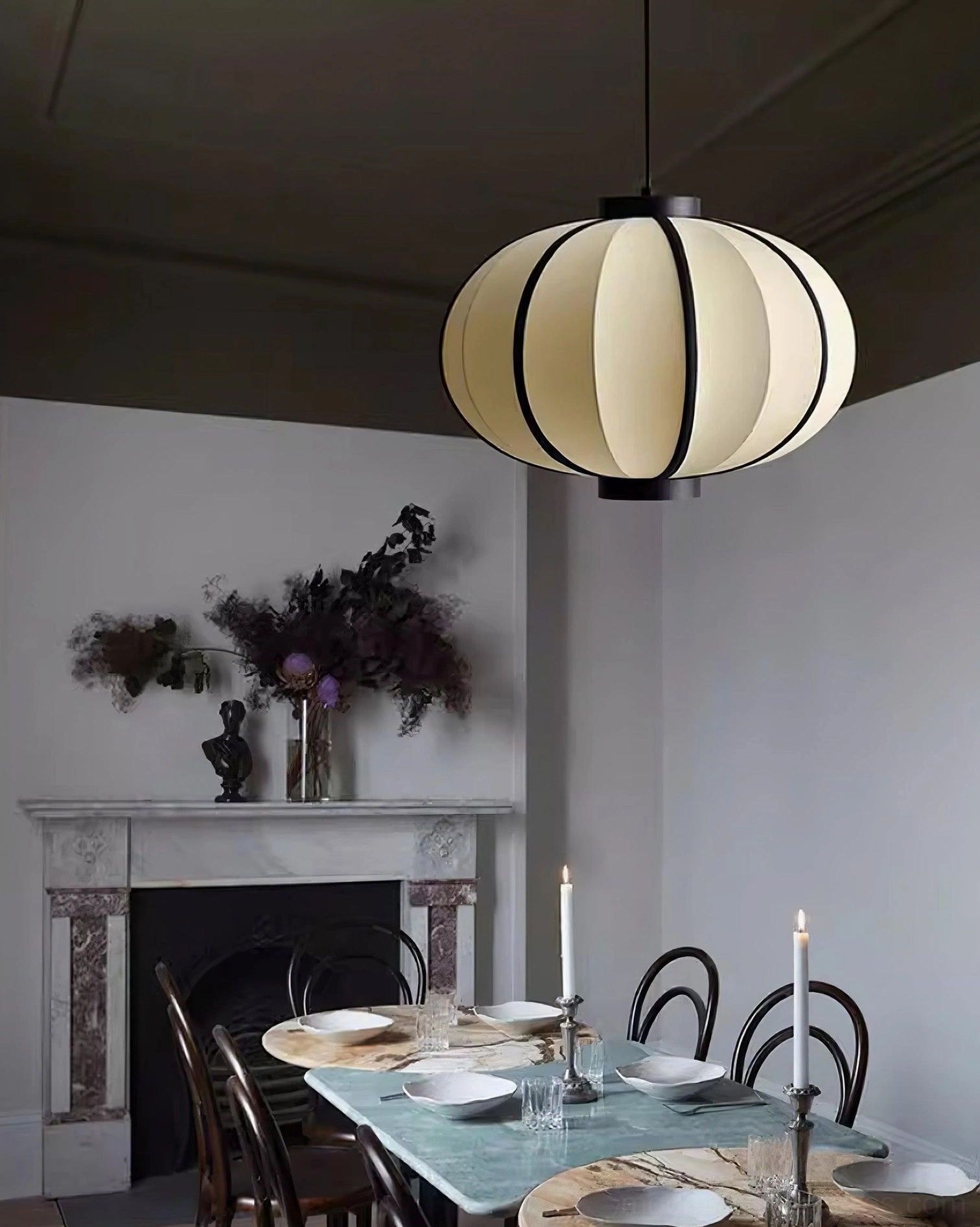 Modern minimalist geometric lantern pendant light suspension wire length adjustment feature