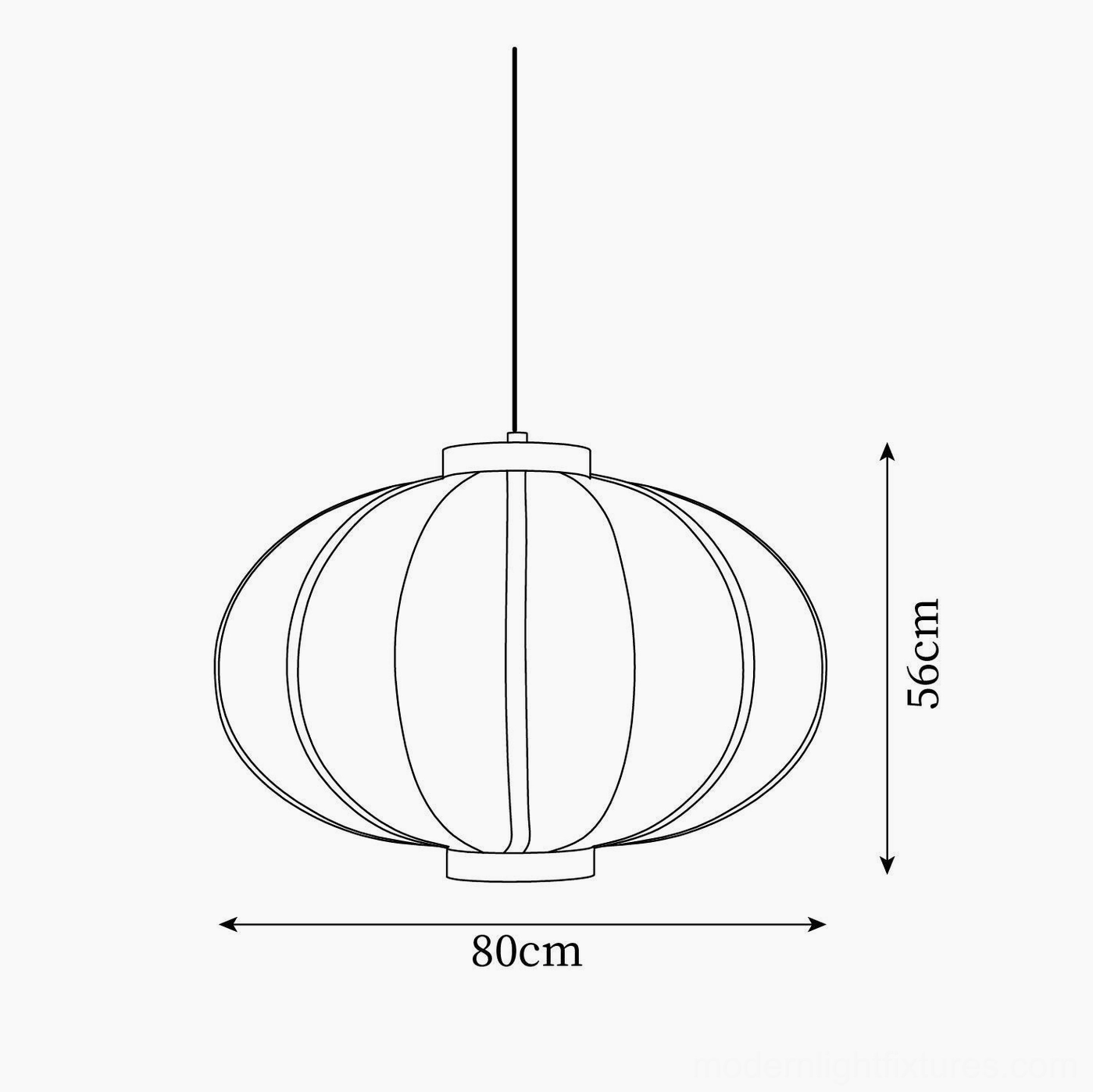 Technical drawing and dimension specifications of modern lantern pendant light 80cm diameter