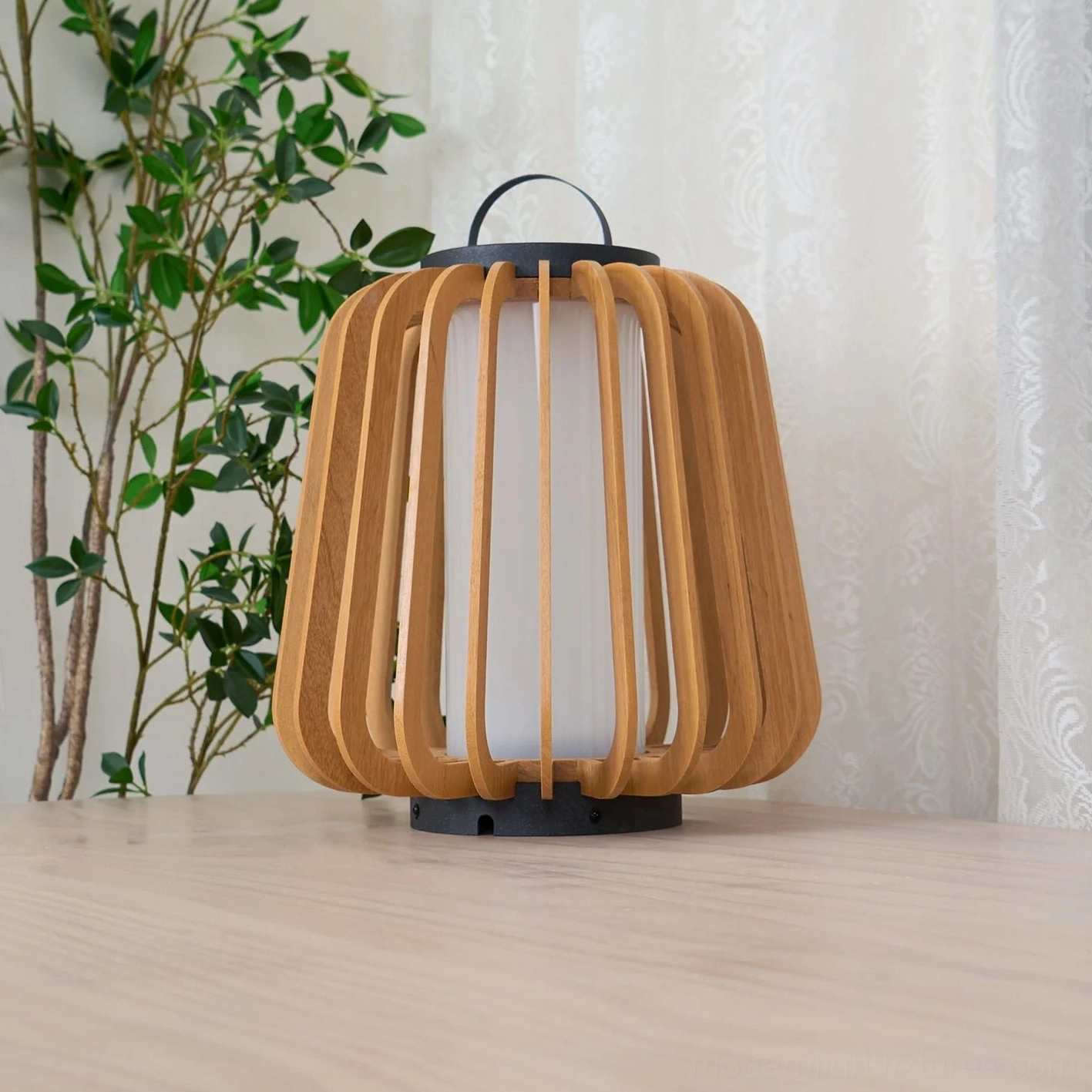 Lanvera outdoor rechargeable table lamp Japandi minimalist aesthetic natural materials